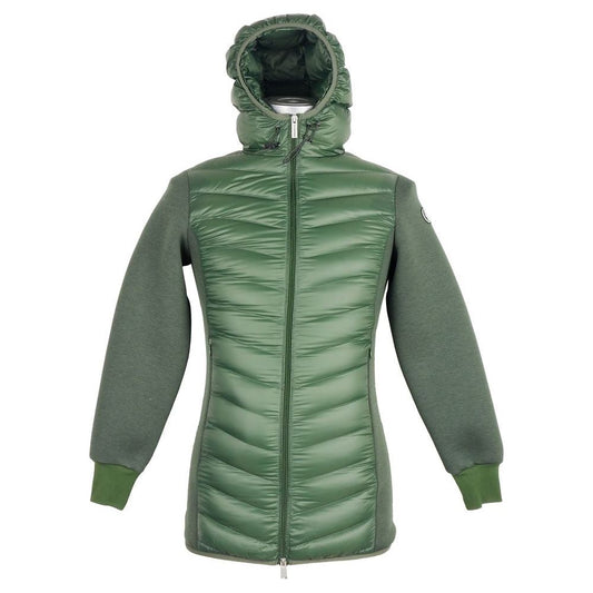 Centogrammi Elegant Hooded Long Down Jacket in Dark Green Centogrammi