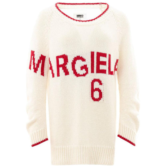 MM6 Maison Margiela Elegant White Cotton Sweater for Women MM6 Maison Margiela