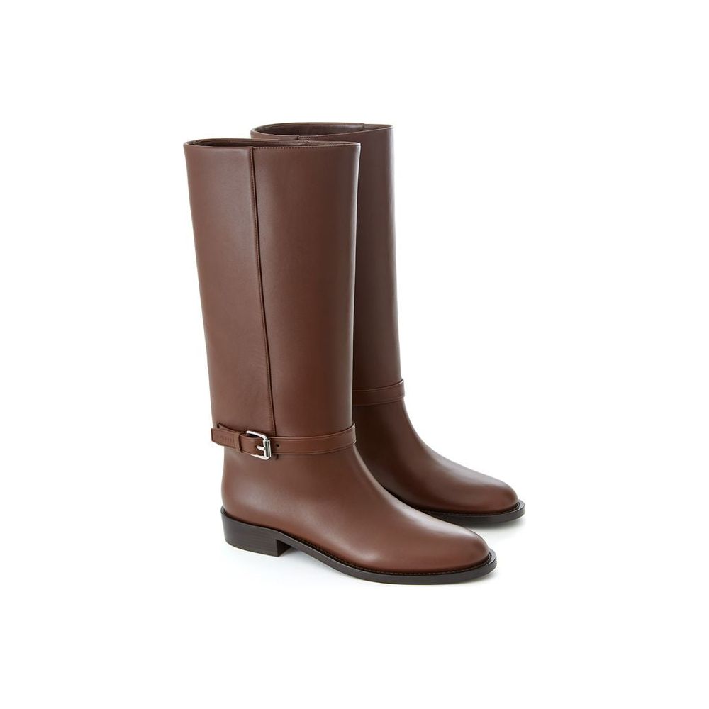 Burberry Elegant Leather Boots in Rich Brown Burberry