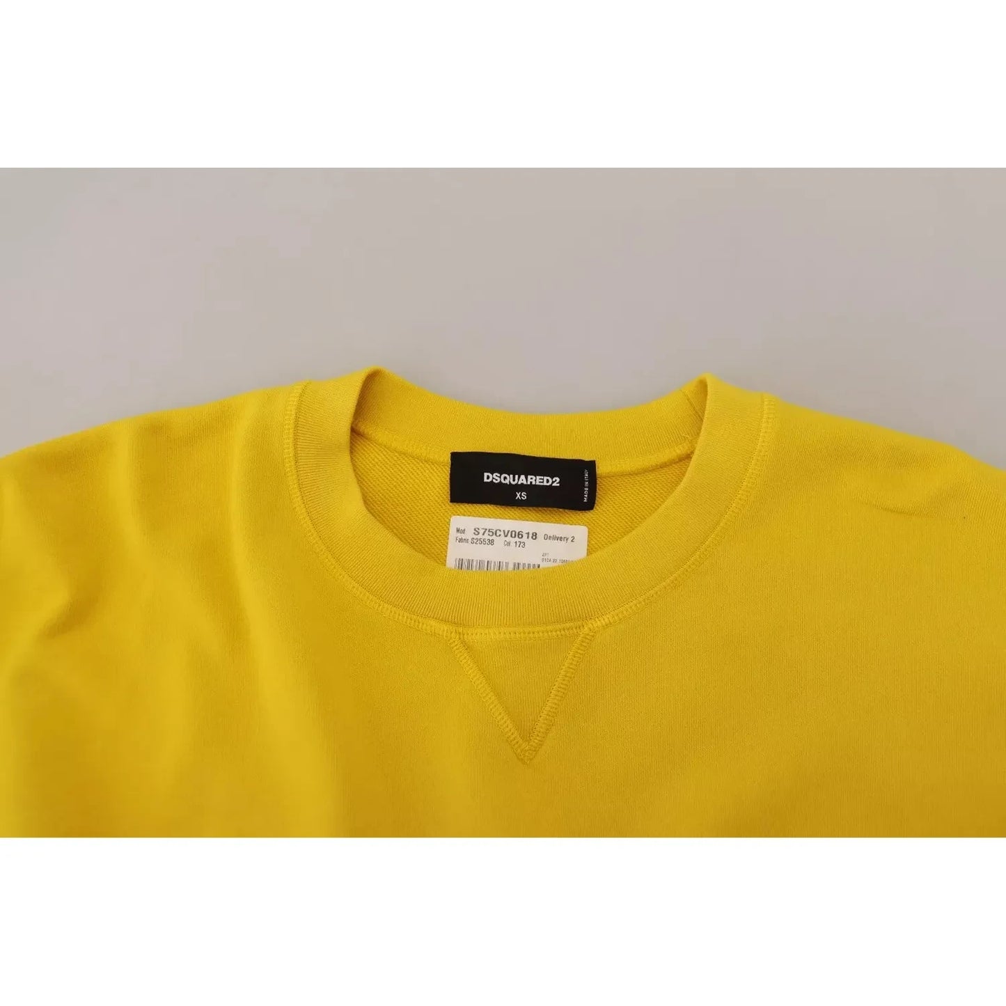 Dsquared² Yellow Logo Print Cotton Crewneck Pullover Sweater Dsquared²