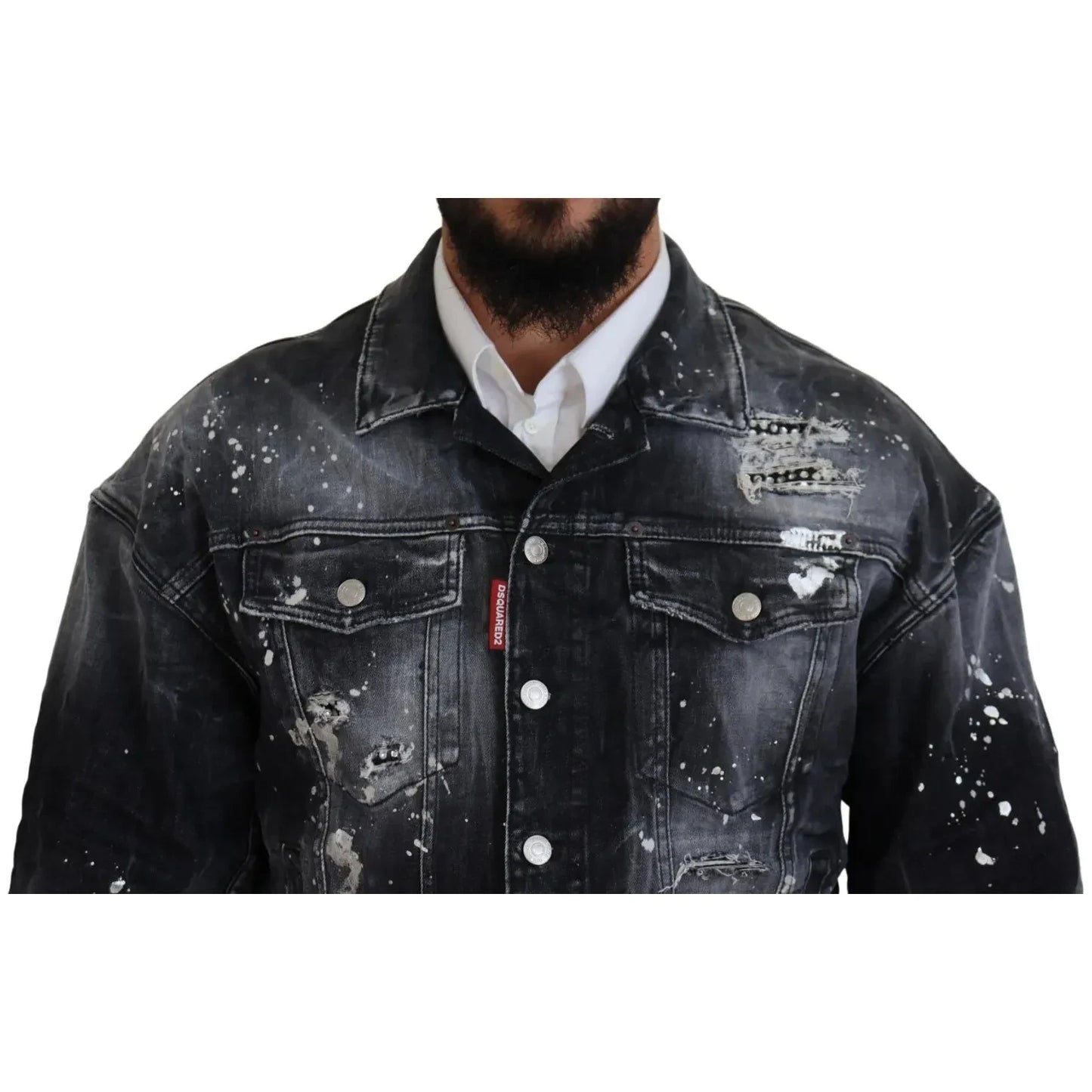 Dsquared² Gray Tie Dye Full Button Pockets Denim Jacket Dsquared²