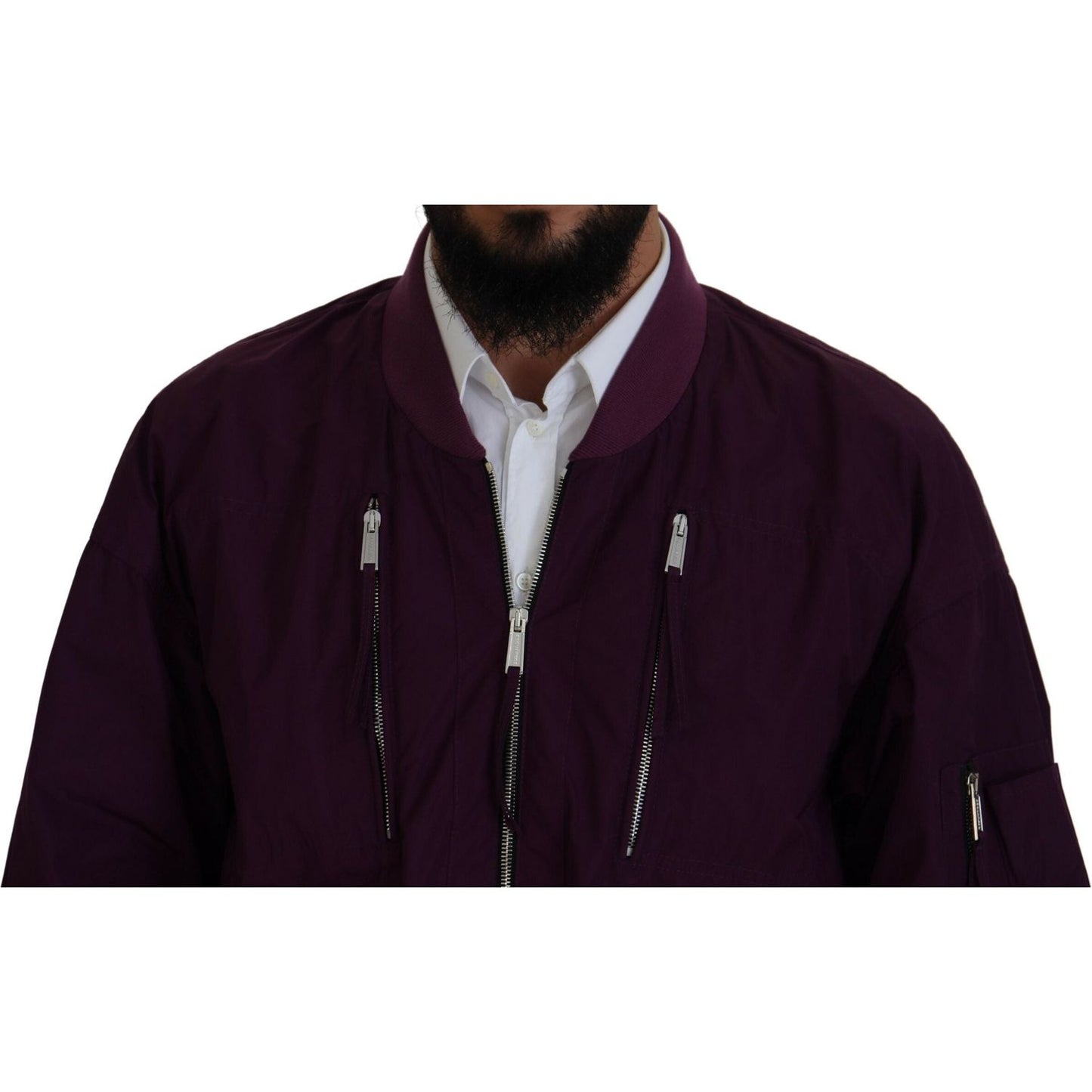 Dsquared² Purple Polyester Full Zipper Bomber Jacket Dsquared²