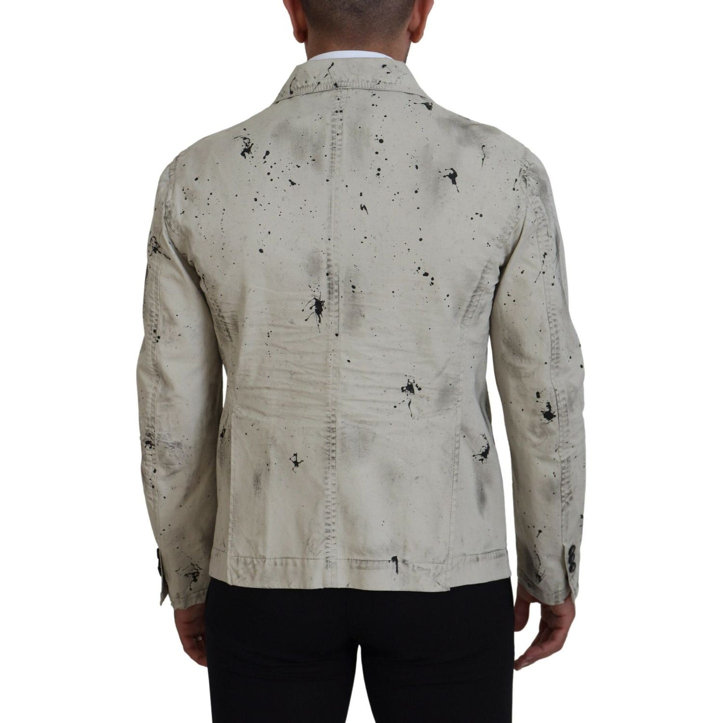 Dsquared² Off White Black Splash Print Casual Denim Jacket Dsquared²