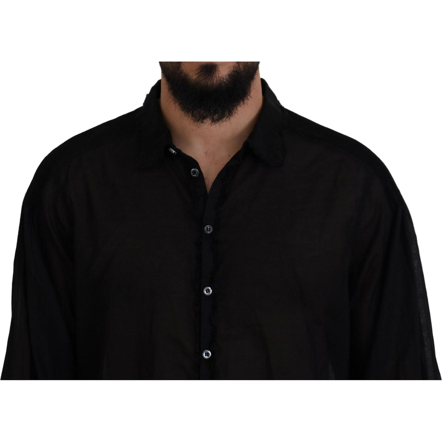 Dsquared² Black Cotton Collared Long Sleeves Formal Shirt Dsquared²