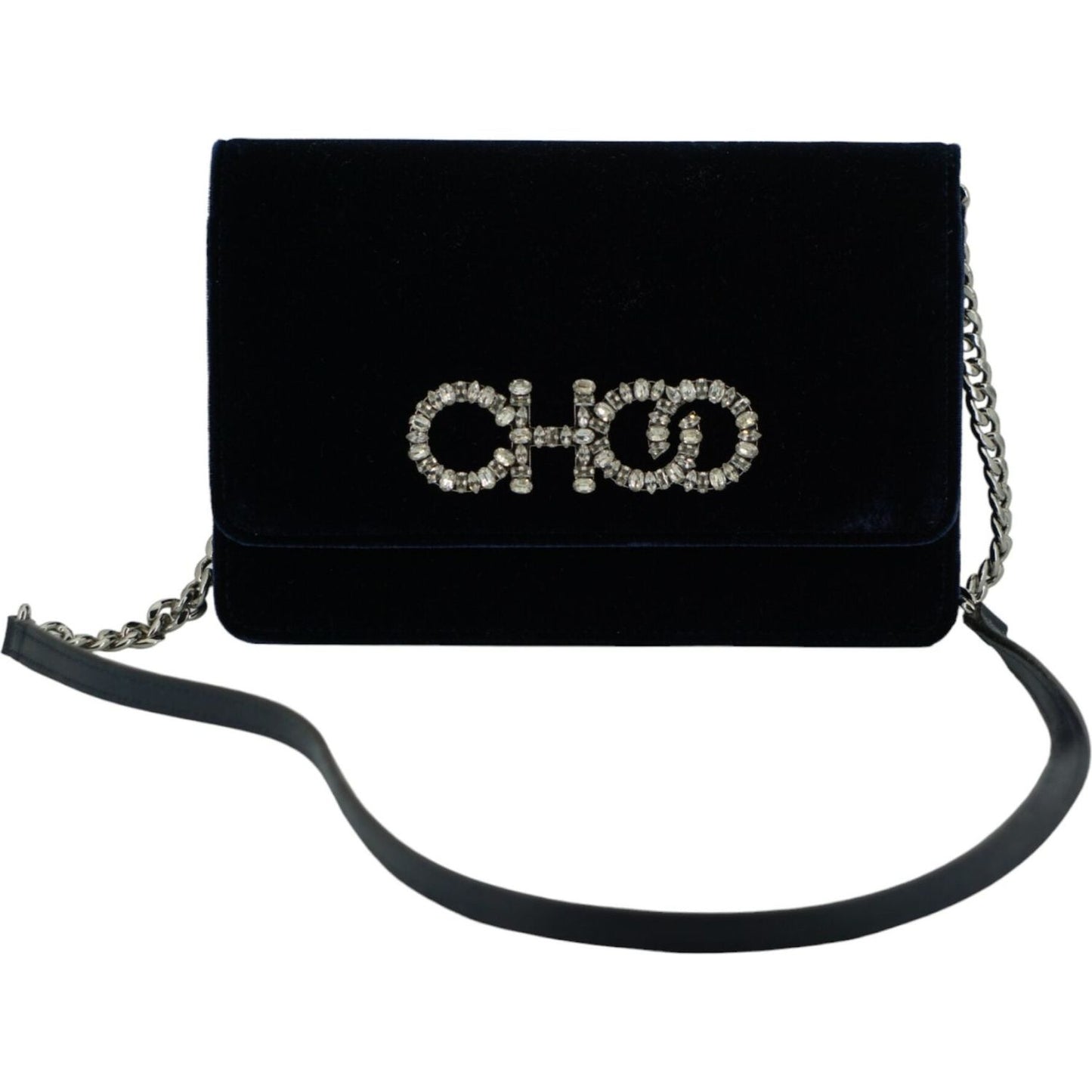 Jimmy Choo Navy Blue Leather And Satin Shoulder Bag Jimmy Choo