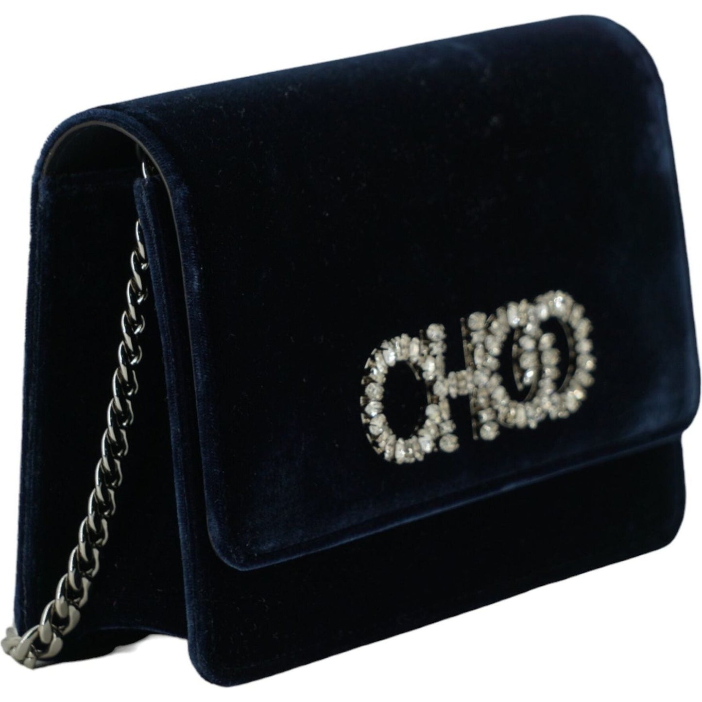 Jimmy Choo Navy Blue Leather And Satin Shoulder Bag Jimmy Choo