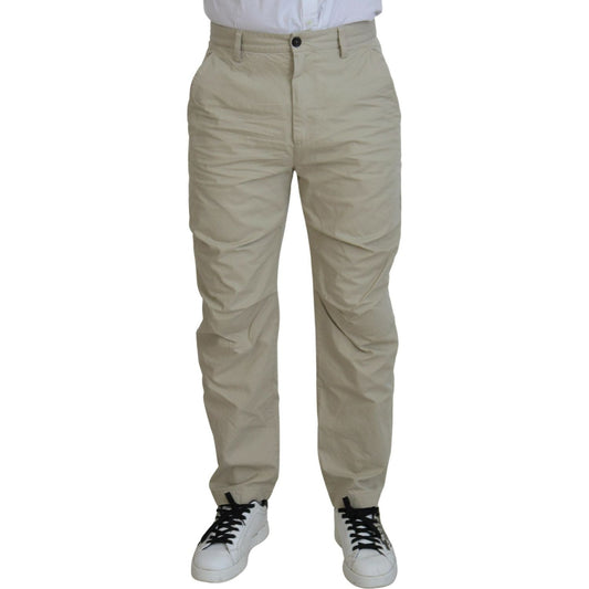 Dsquared² Beige Cotton Straight Fit Men Casual Pants Dsquared²