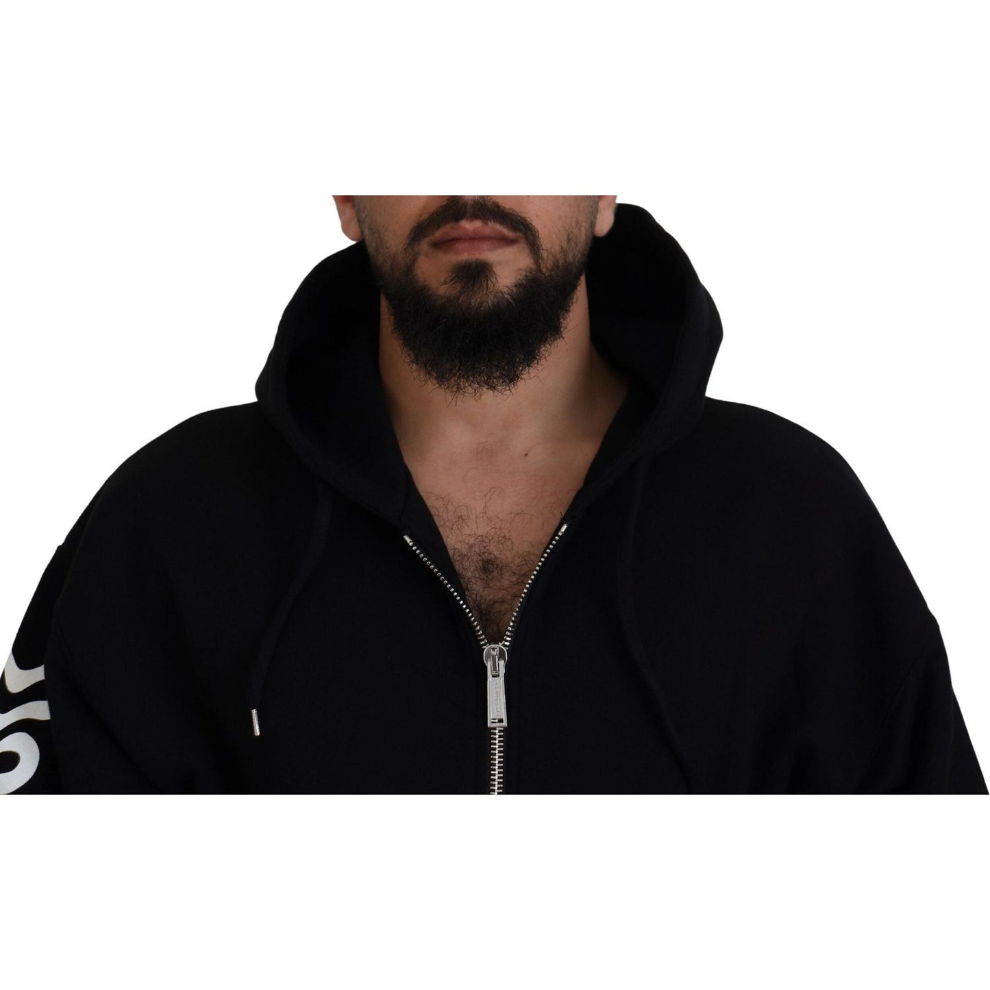 Dsquared² Black Hooded Full Zip Printed Sleeves Sweater Dsquared²