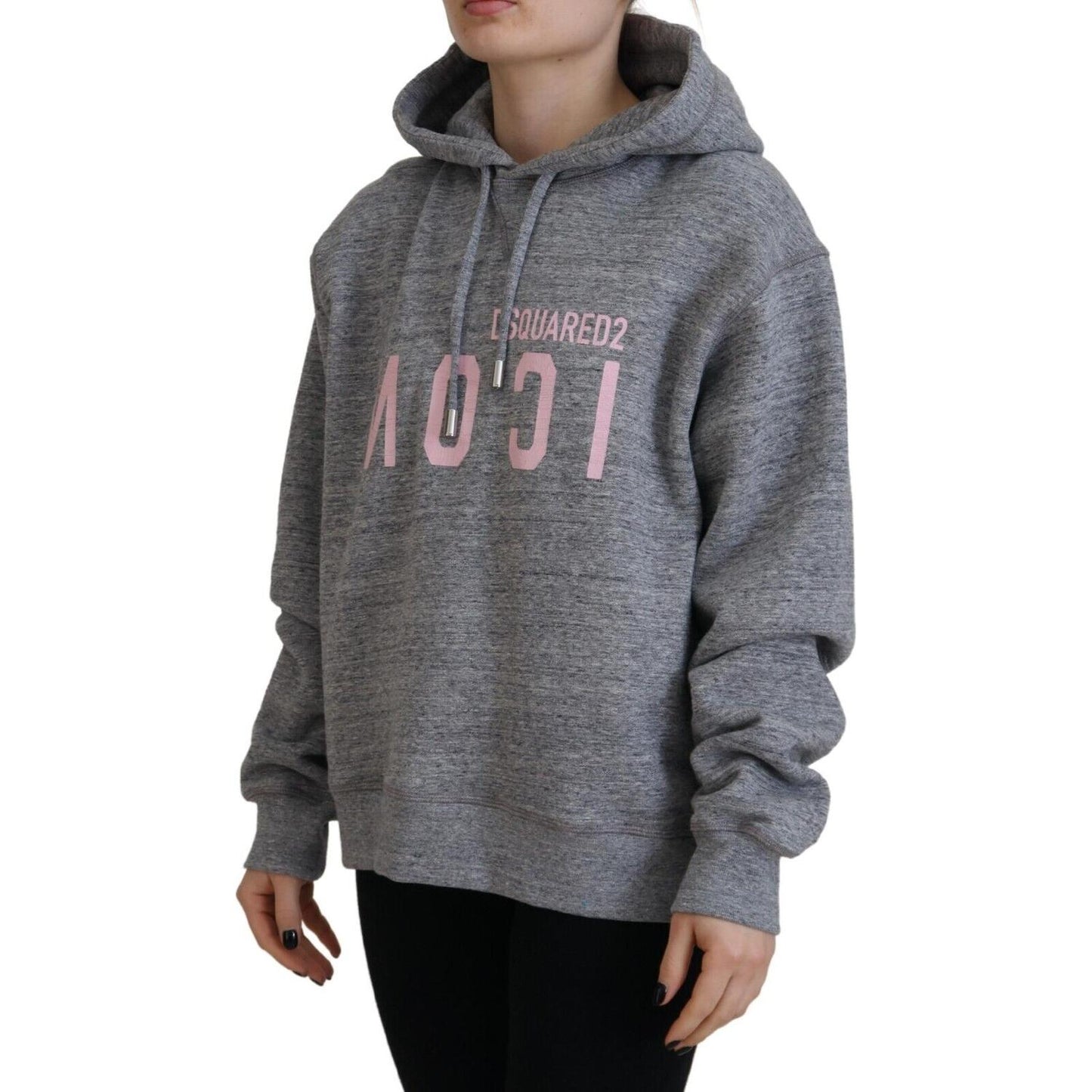 Dsquared² Gray Logo Printed Hooded Women Long Sleeve Sweater Dsquared²