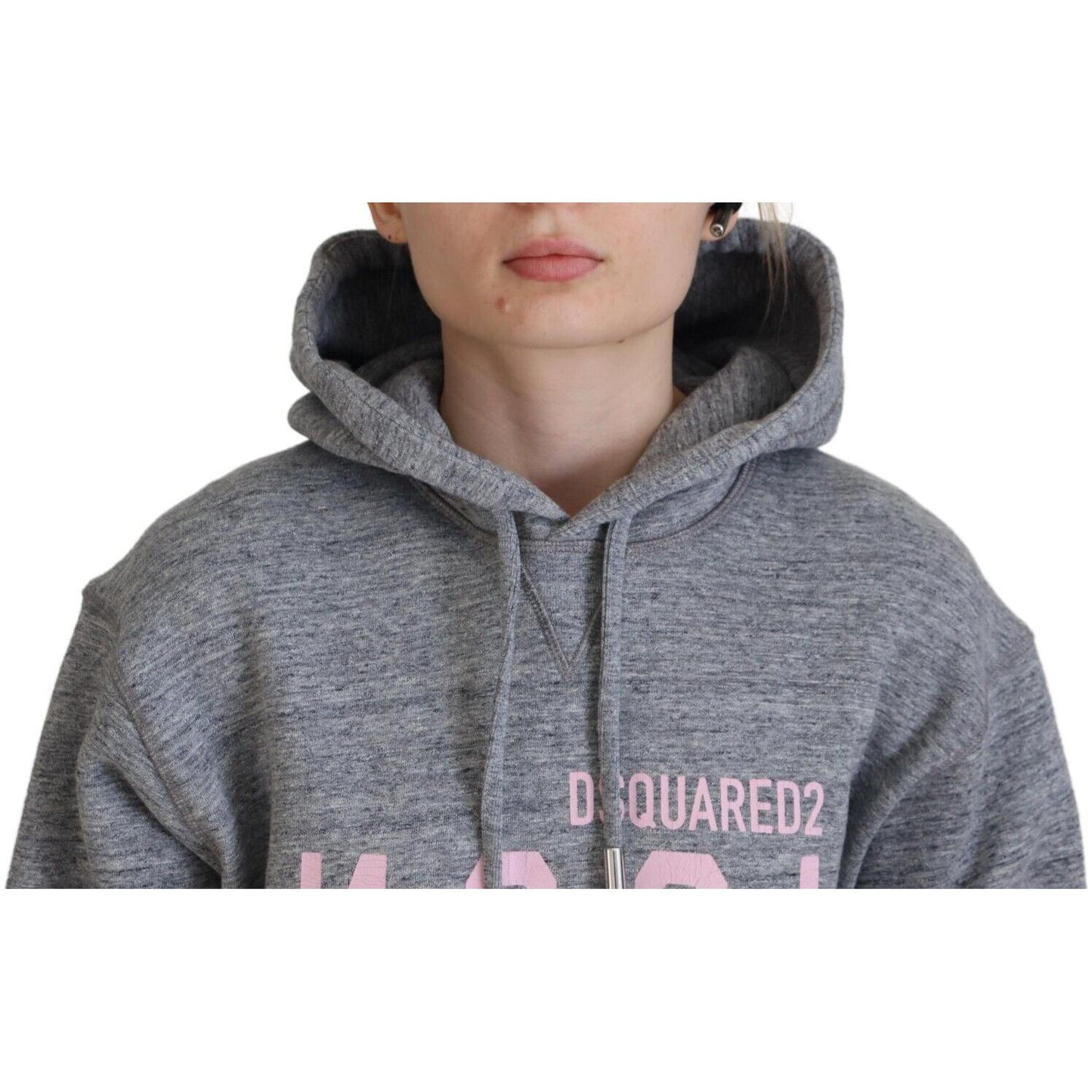 Dsquared² Gray Logo Printed Hooded Women Long Sleeve Sweater Dsquared²