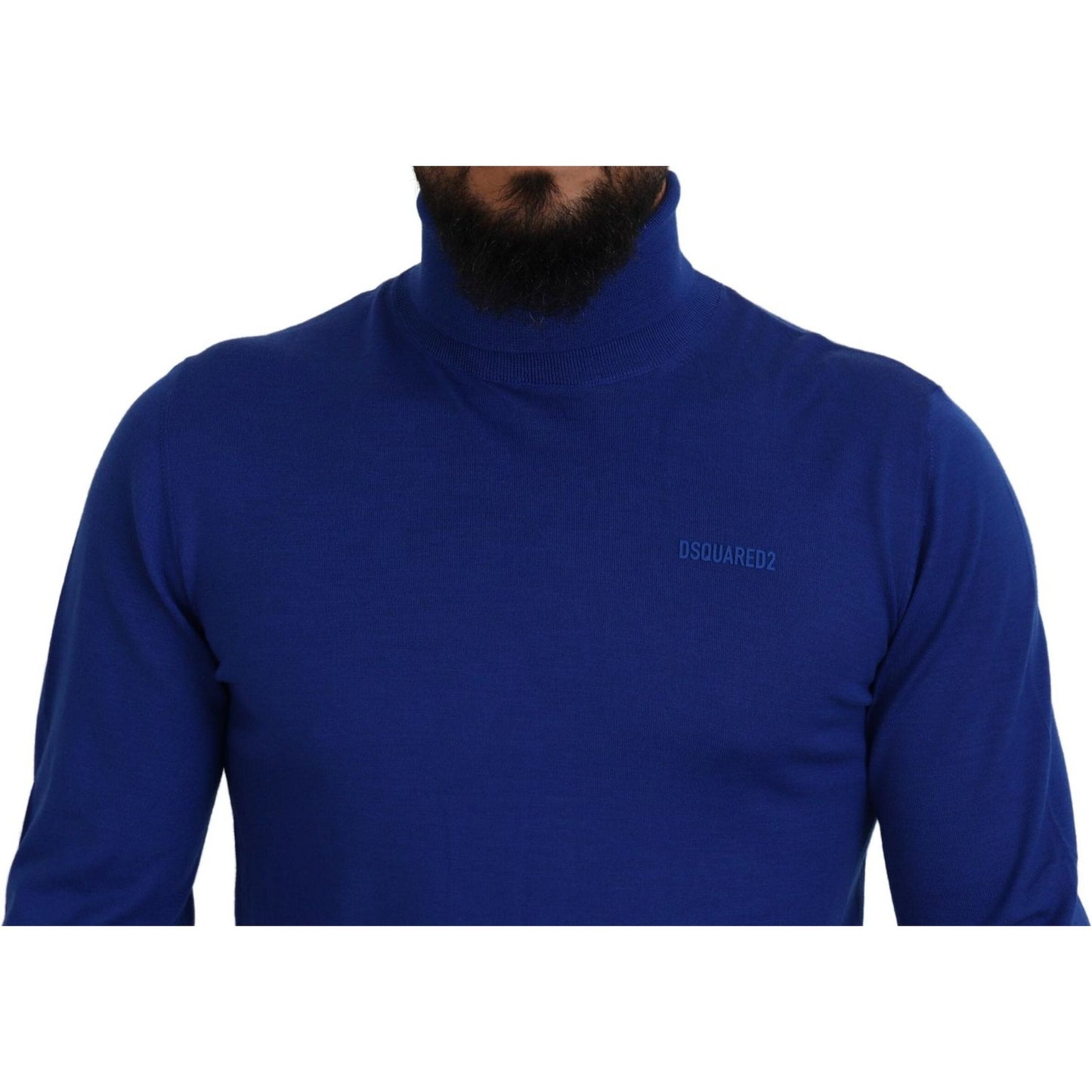 Dsquared² Blue Logo Print Long Sleeves Turtle Neck Sweater Dsquared²