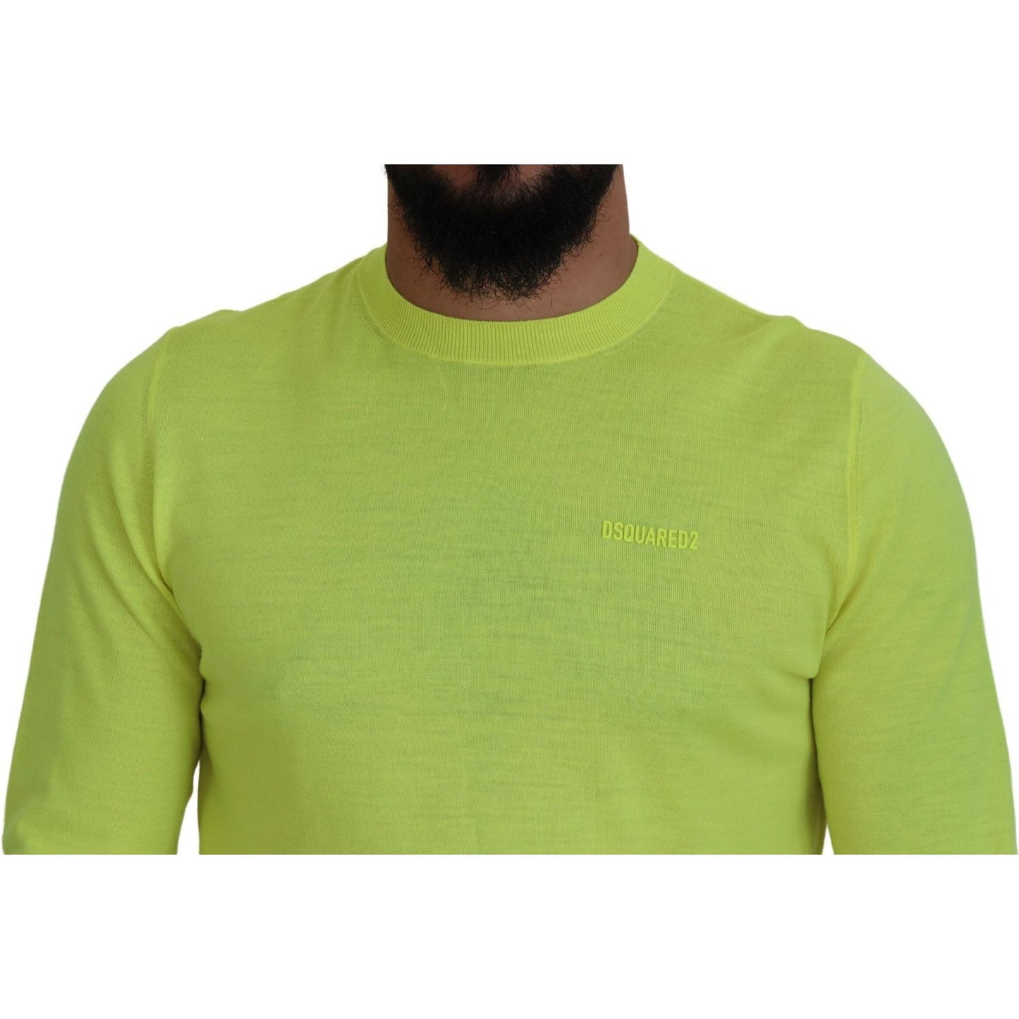 Dsquared² Yellow Green Long Sleeves Men Pullover Sweater Dsquared²