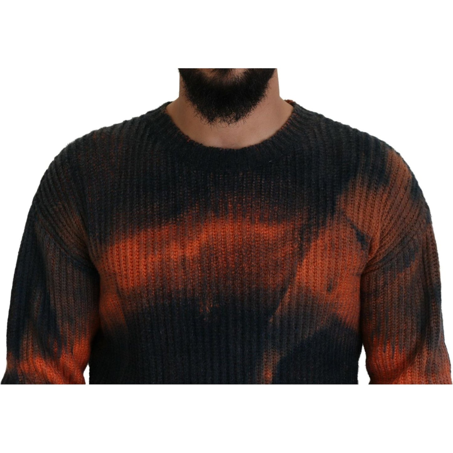 Dsquared² Black Orange Cotton Tie Dye Men Pullover Sweater Dsquared²