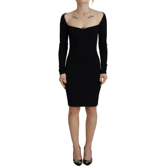 Dsquared² Black Viscose Long Sleeves Bodycon Sheath Dress Dsquared²