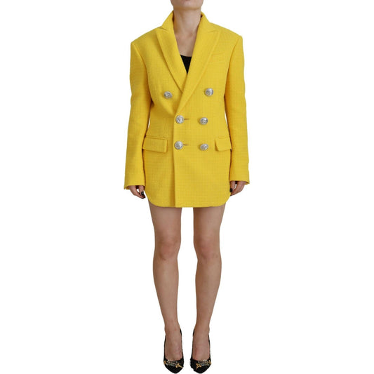 Dsquared² Yellow Peak Double Breasted Suit Blazer Short Set Dsquared²