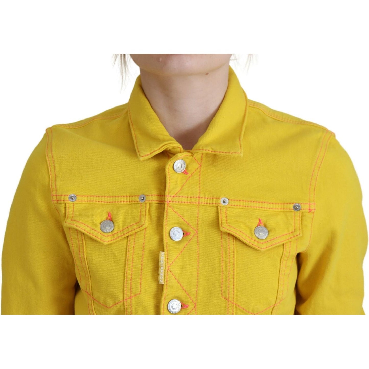 Dsquared² Yellow Collared Long Sleeves Denim Jacket Dsquared²