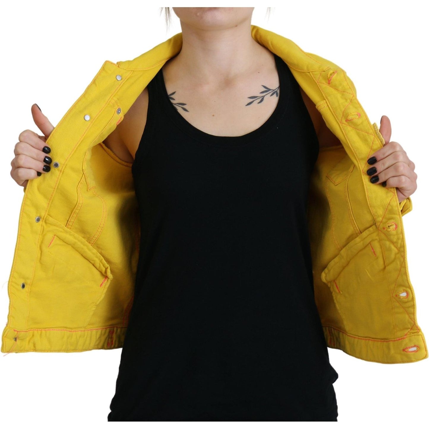 Dsquared² Yellow Collared Long Sleeves Denim Jacket Dsquared²