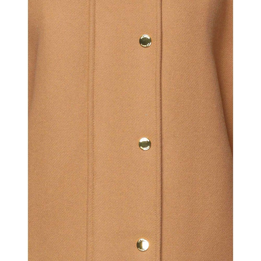 Love Moschino Elegant Brown Wool Blend Coat with Golden Accents Love Moschino