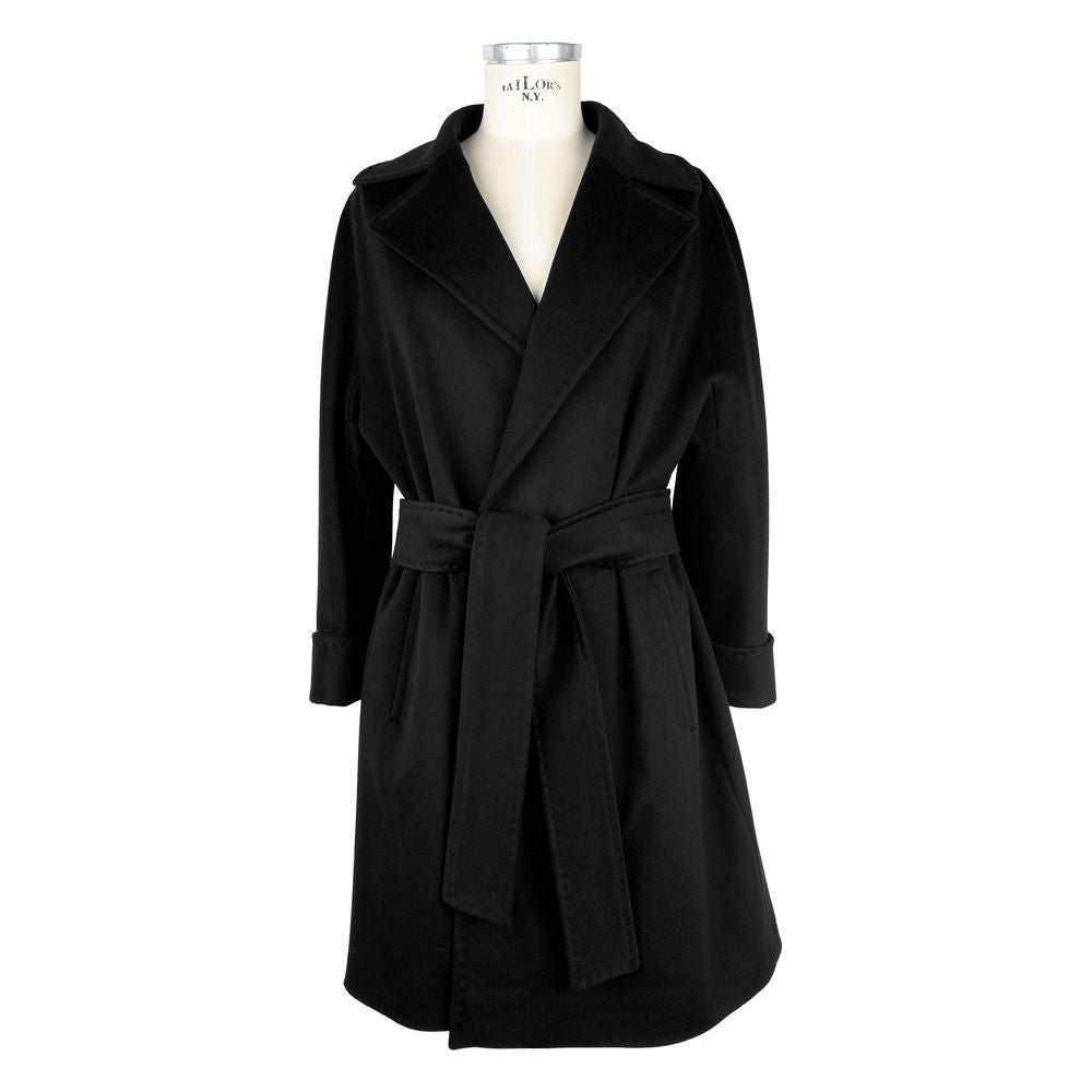 Made in Italy Elegant Black Virgin Wool Women's Coat WOMAN COATS & JACKETS Made in Italy