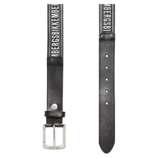 Bikkembergs Black Calfskin Men Belt MAN BELTS Bikkembergs