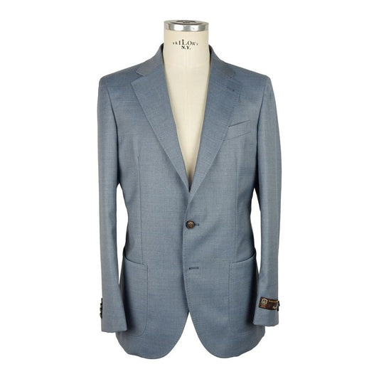 Emilio Romanelli Elegant Summer Men's Light Blue Wool Jacket Emilio Romanelli