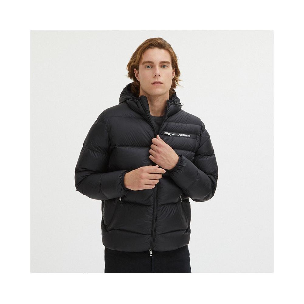 Centogrammi Sleek Black Goose Down Hooded Jacket Centogrammi