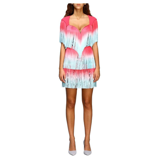 Elisabetta Franchi Elegant Pink Fringe Cocktail Dress Elisabetta Franchi