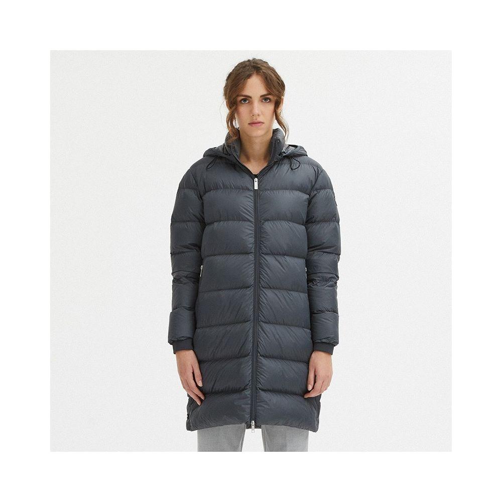 Centogrammi Luxurious Padded Hooded Jacket in Dark Grey WOMAN COATS & JACKETS Centogrammi