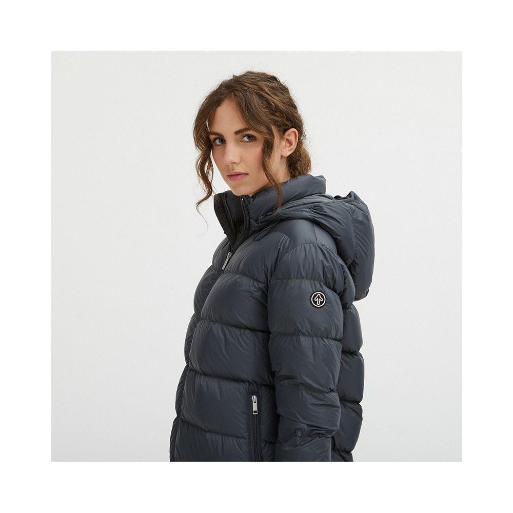 Centogrammi Luxurious Padded Hooded Jacket in Dark Grey WOMAN COATS & JACKETS Centogrammi