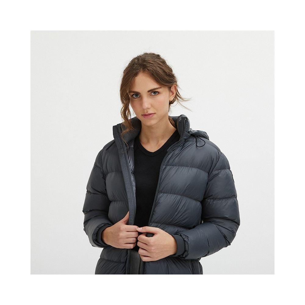 Centogrammi Luxurious Padded Hooded Jacket in Dark Grey WOMAN COATS & JACKETS Centogrammi