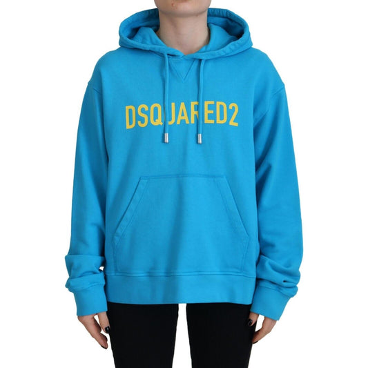 Dsquared² Blue Logo Print Cotton Hoodie Sweatshirt Sweater Dsquared²