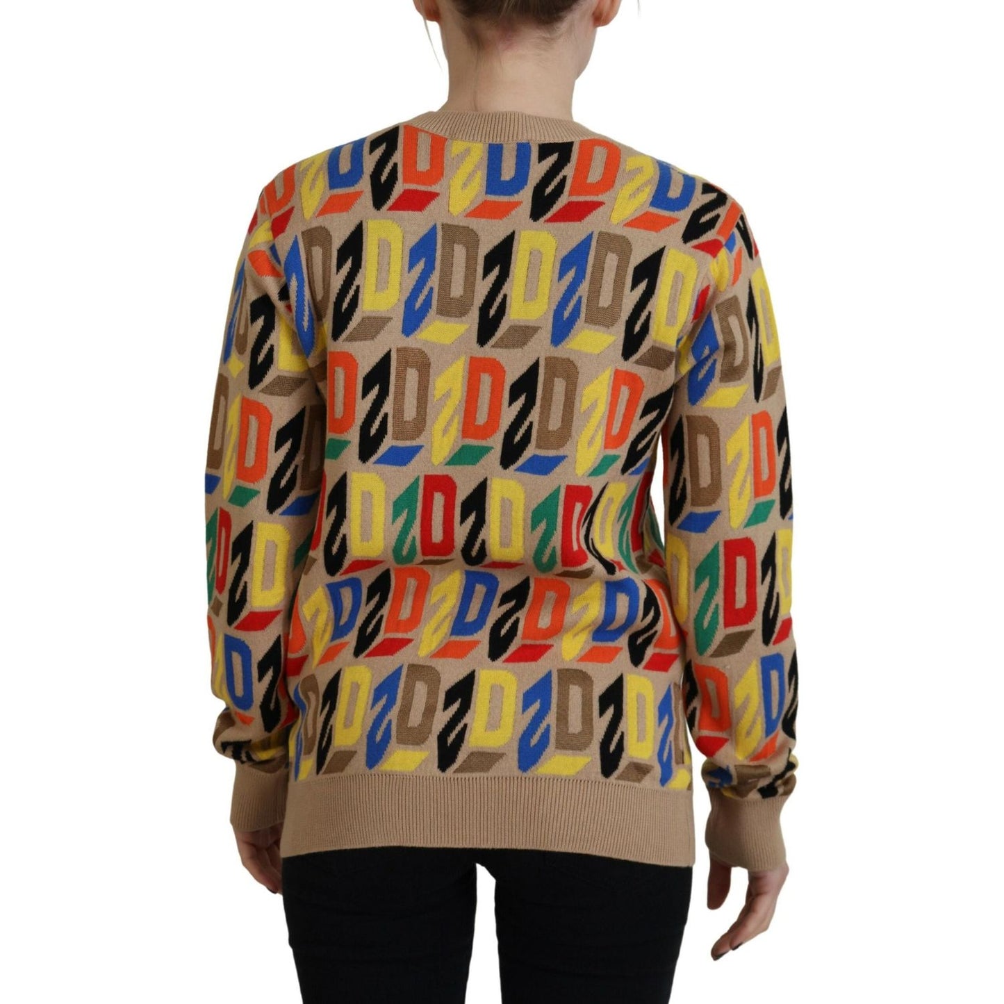 Dsquared² Brown Cotton Long Sleeve Crew Neck Printed Sweater Dsquared²