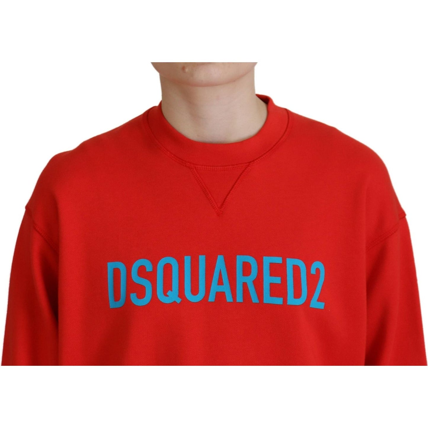 Dsquared² Red Cotton Printed Crew Neck Long Sleeve Sweater Dsquared²