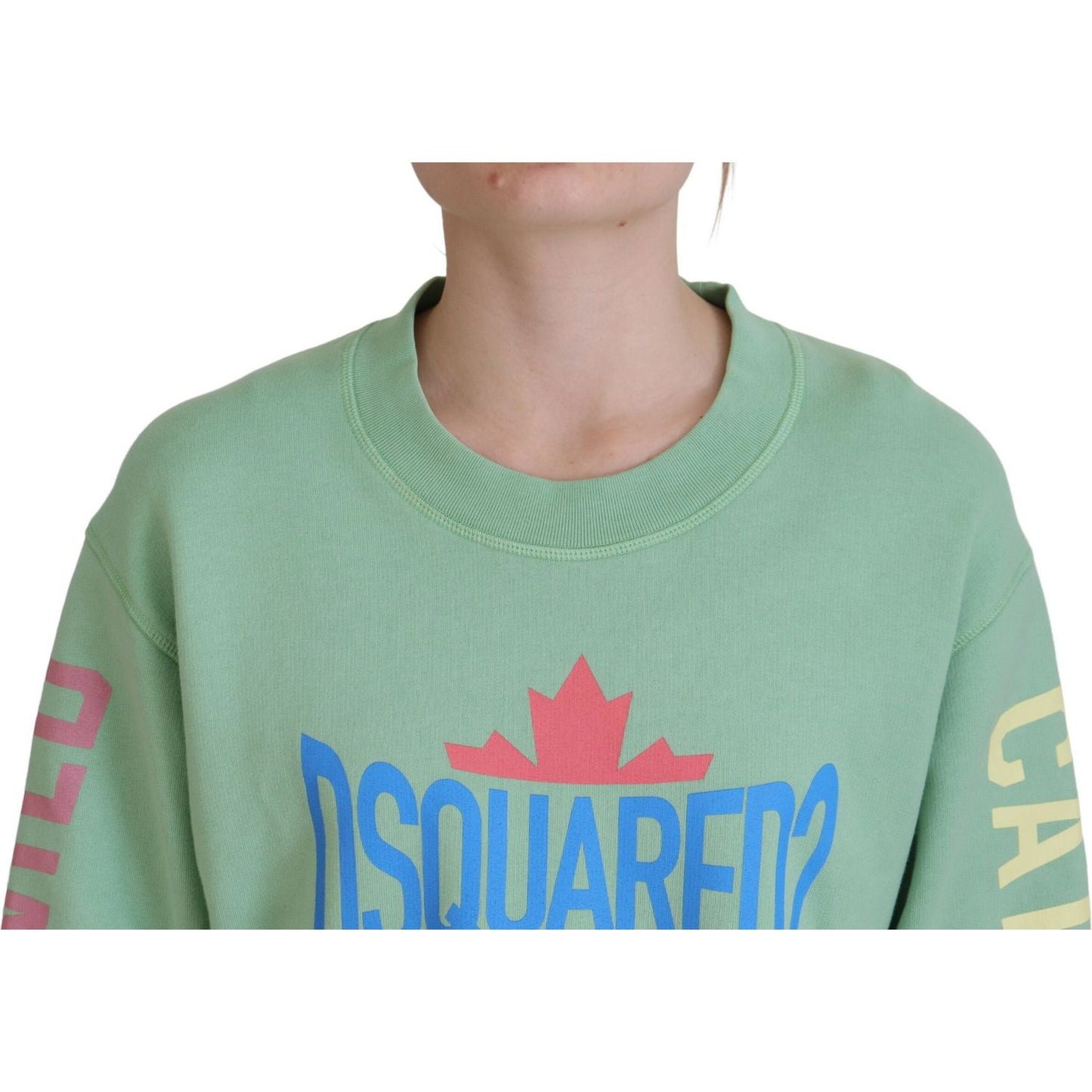 Dsquared² Green Logo Printed Crew Neck Long Sleeve Sweater Dsquared²