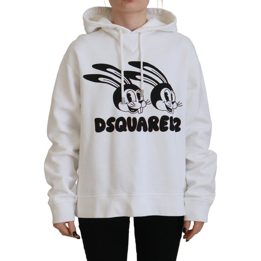 Dsquared² White Logo Animals Print Hooded Long Sleeve Sweater Dsquared²