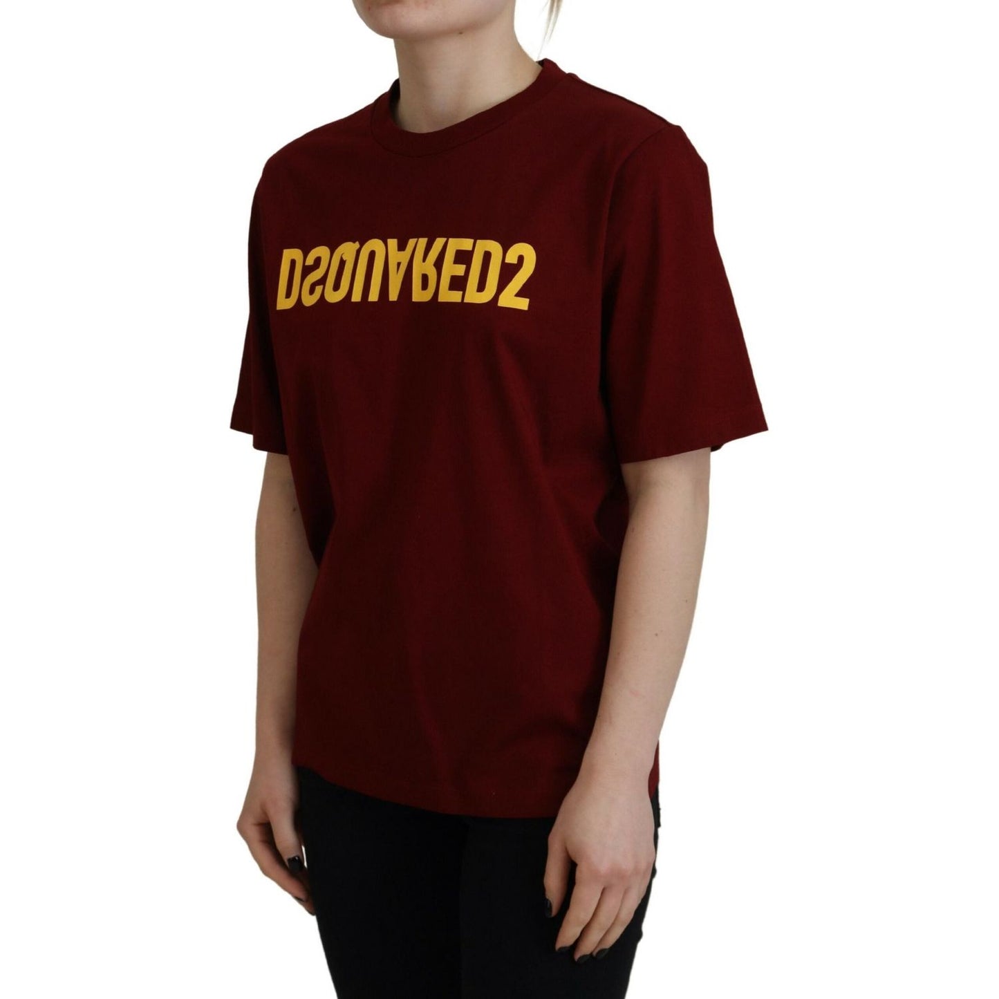 Dsquared² Maroon Logo Cotton Crewneck Short Sleeve Tee T-shirt Dsquared²