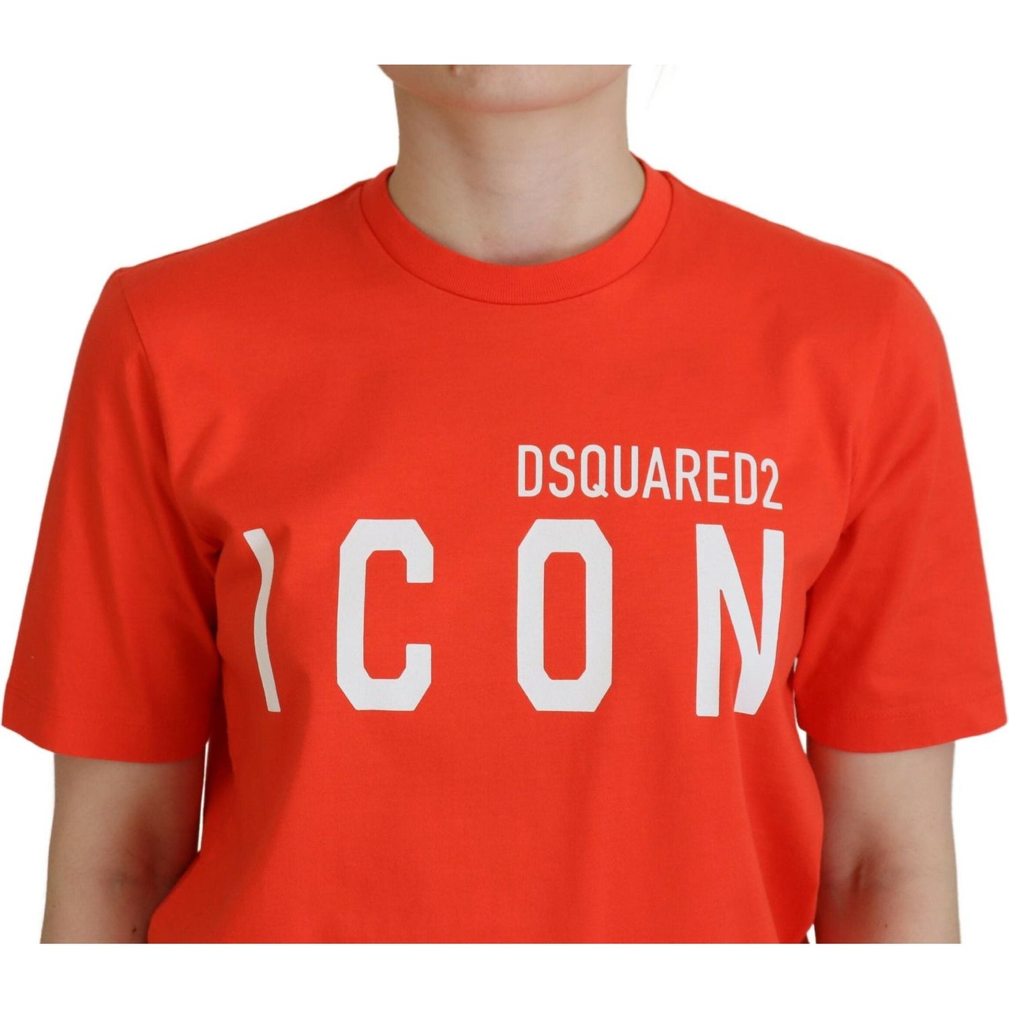 Dsquared² Orange Cotton Shiny Icon East Tee Crewneck T-shirt Dsquared²