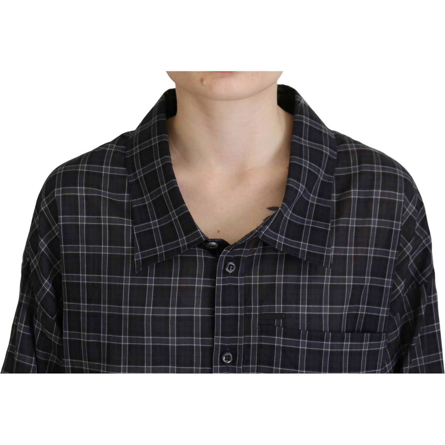 Dsquared² Black Checkered Collared Button Long Sleeves Shirt Dsquared²