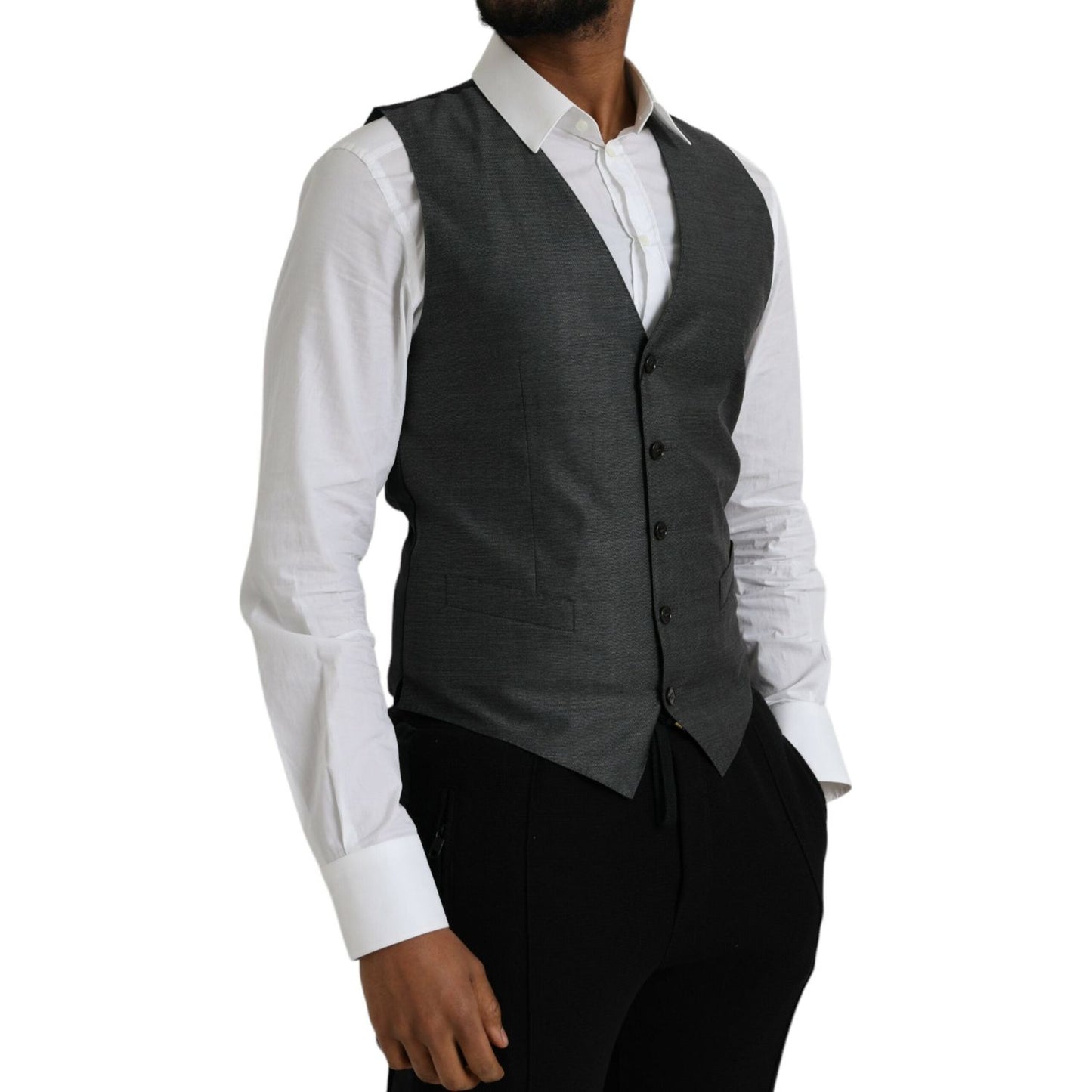 Dolce & Gabbana Gray Wool Formal Dress Waistcoat Vest Dolce & Gabbana