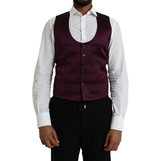 Dolce & Gabbana Maroon Satin Silk Waistcoat Dress Formal Vest Dolce & Gabbana