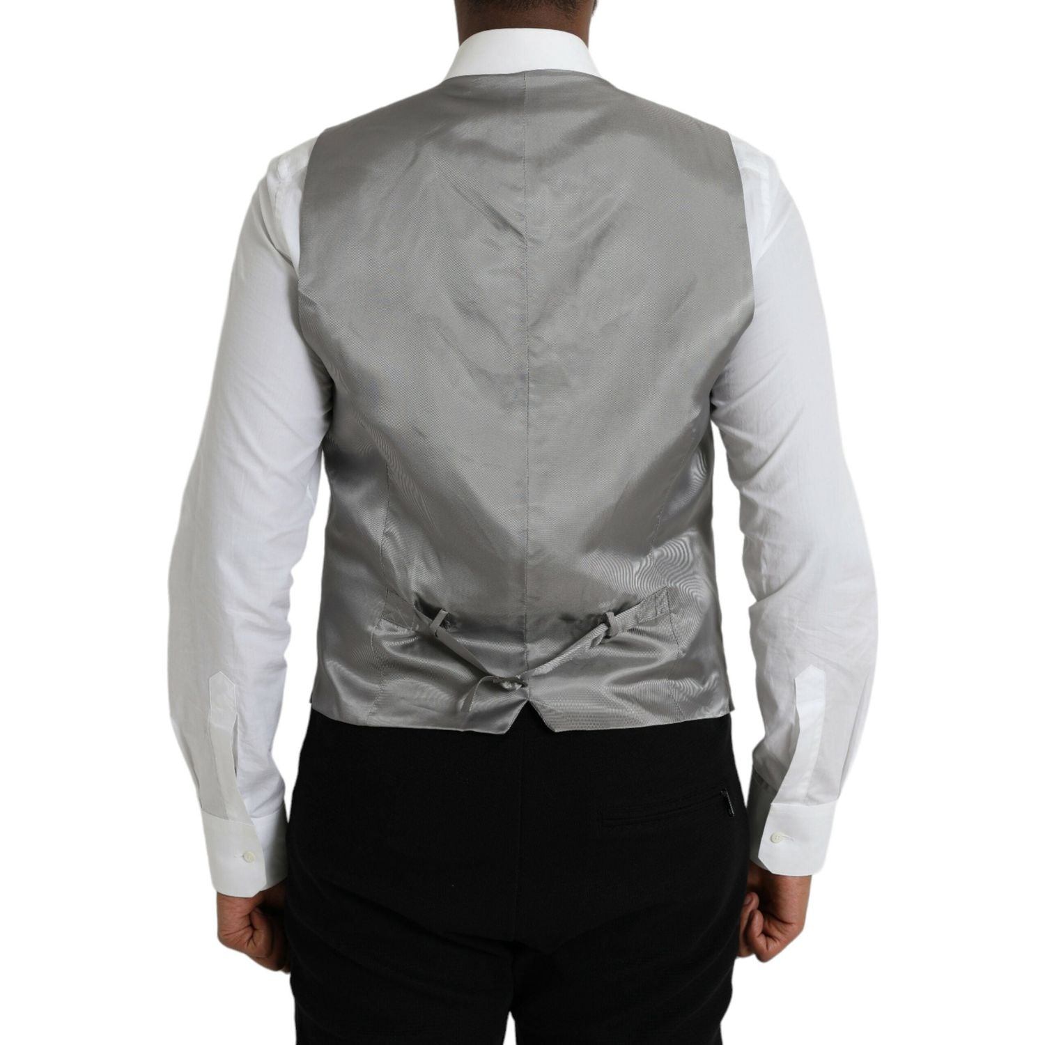 Dolce & Gabbana Light Gray Wool Formal Dress Waistcoat Vest