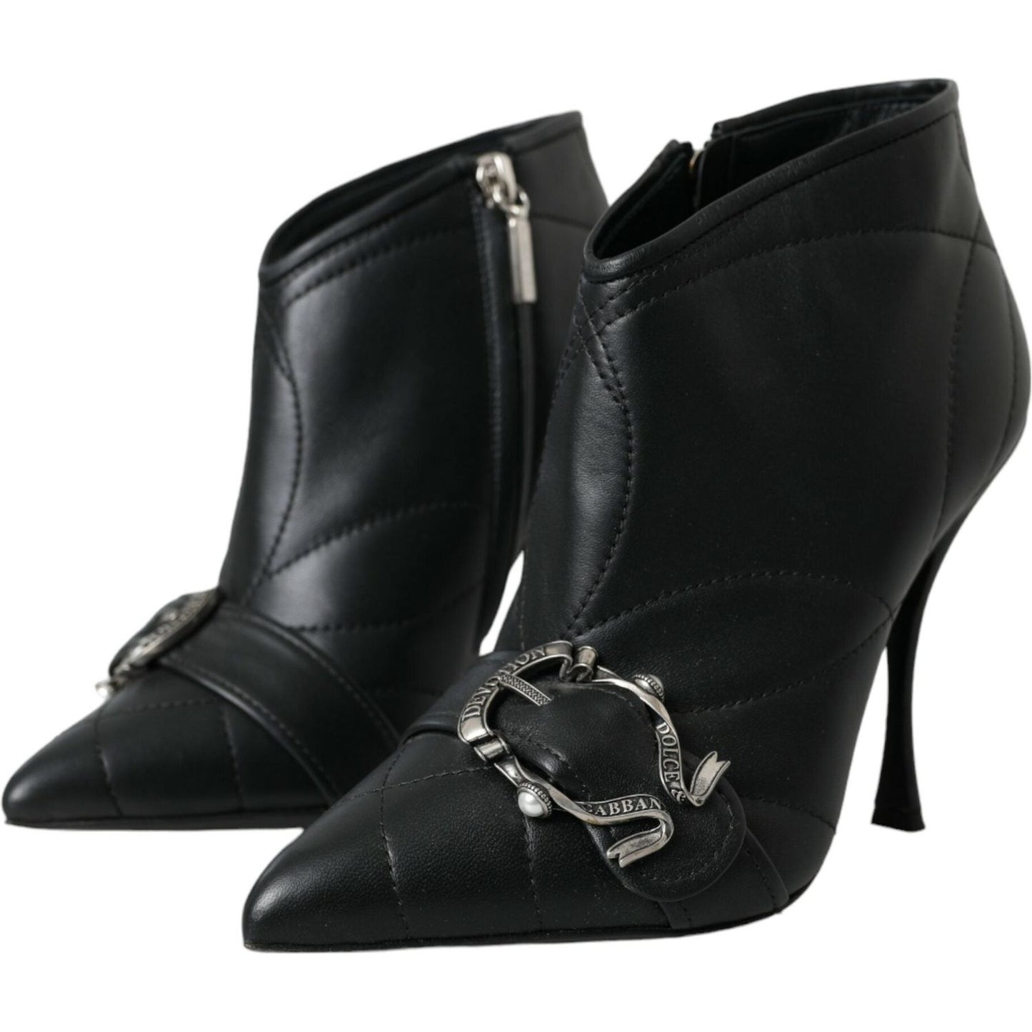 Dolce & Gabbana Black Devotion Quilted Buckled Boots Shoes Dolce & Gabbana