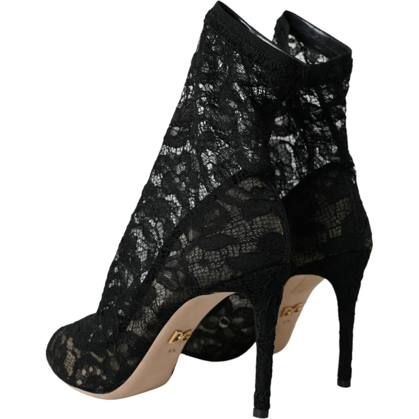 Dolce & Gabbana Black Stretch Taormina Lace Boots Shoes Dolce & Gabbana