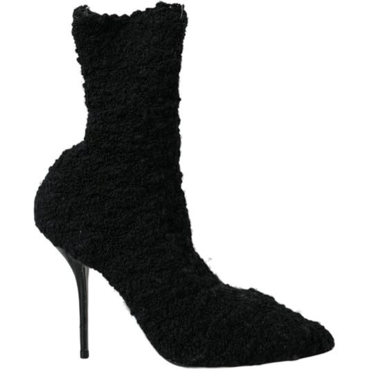 Dolce & Gabbana Black Stiletto Heels Mid Calf Boots Shoes Dolce & Gabbana