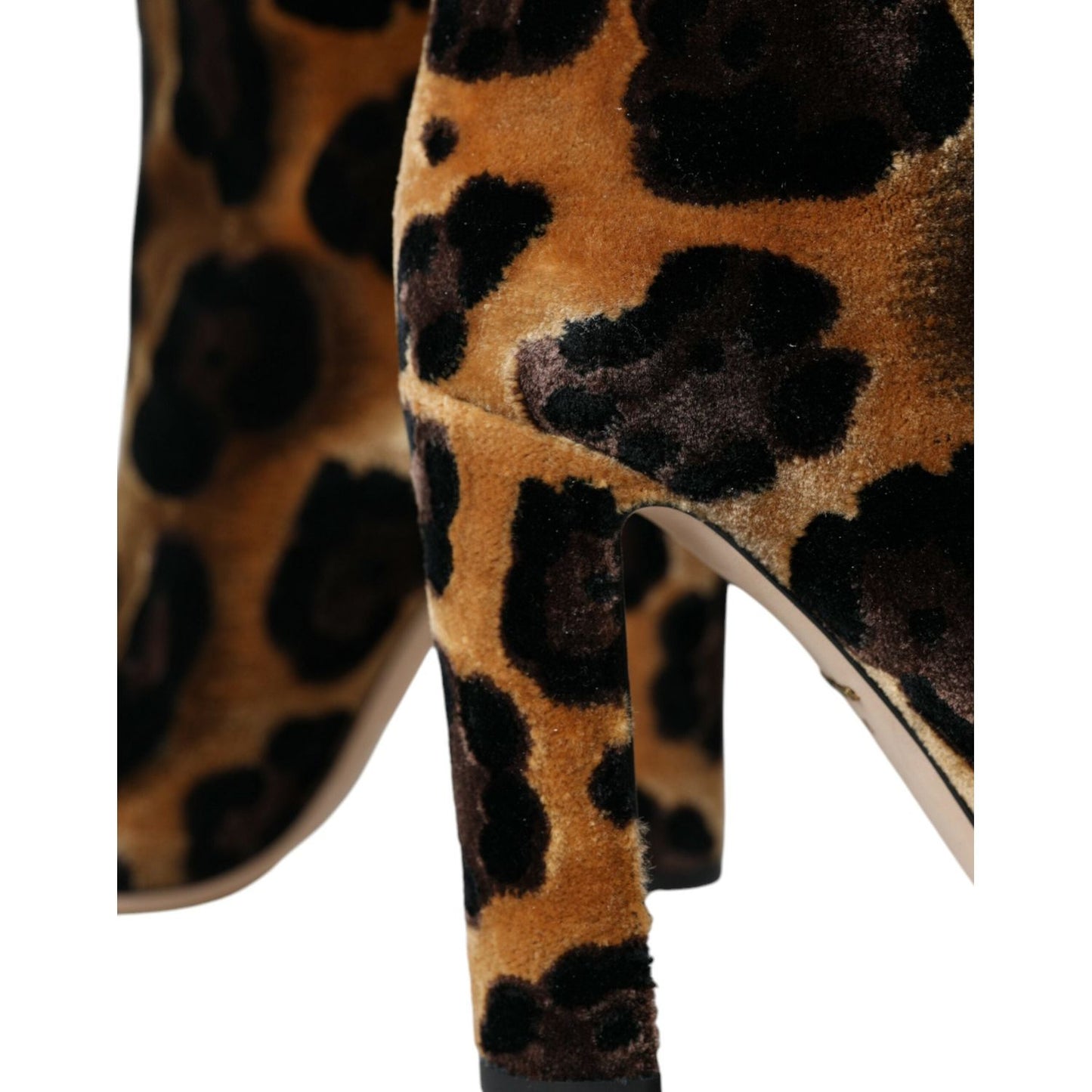 Dolce & Gabbana Brown Giraffe Leather Mid Calf Boots Shoes Dolce & Gabbana