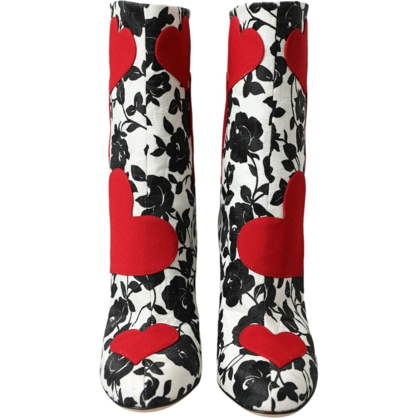 Dolce & Gabbana White Floral Hearts Leather High Boots Shoes Dolce & Gabbana