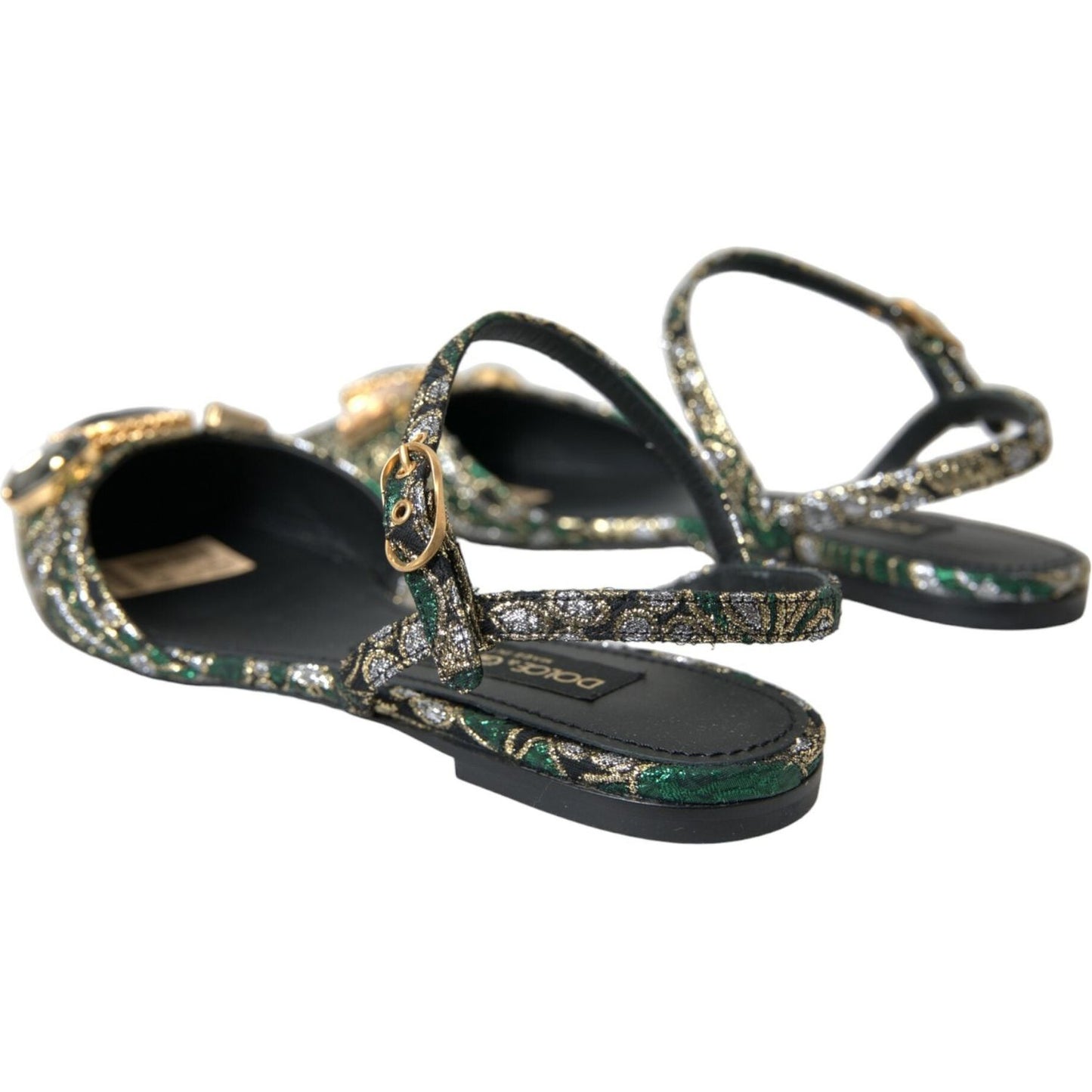 Dolce & Gabbana Multicolor Jacquard Crystal Slingback Sandals Shoes Dolce & Gabbana