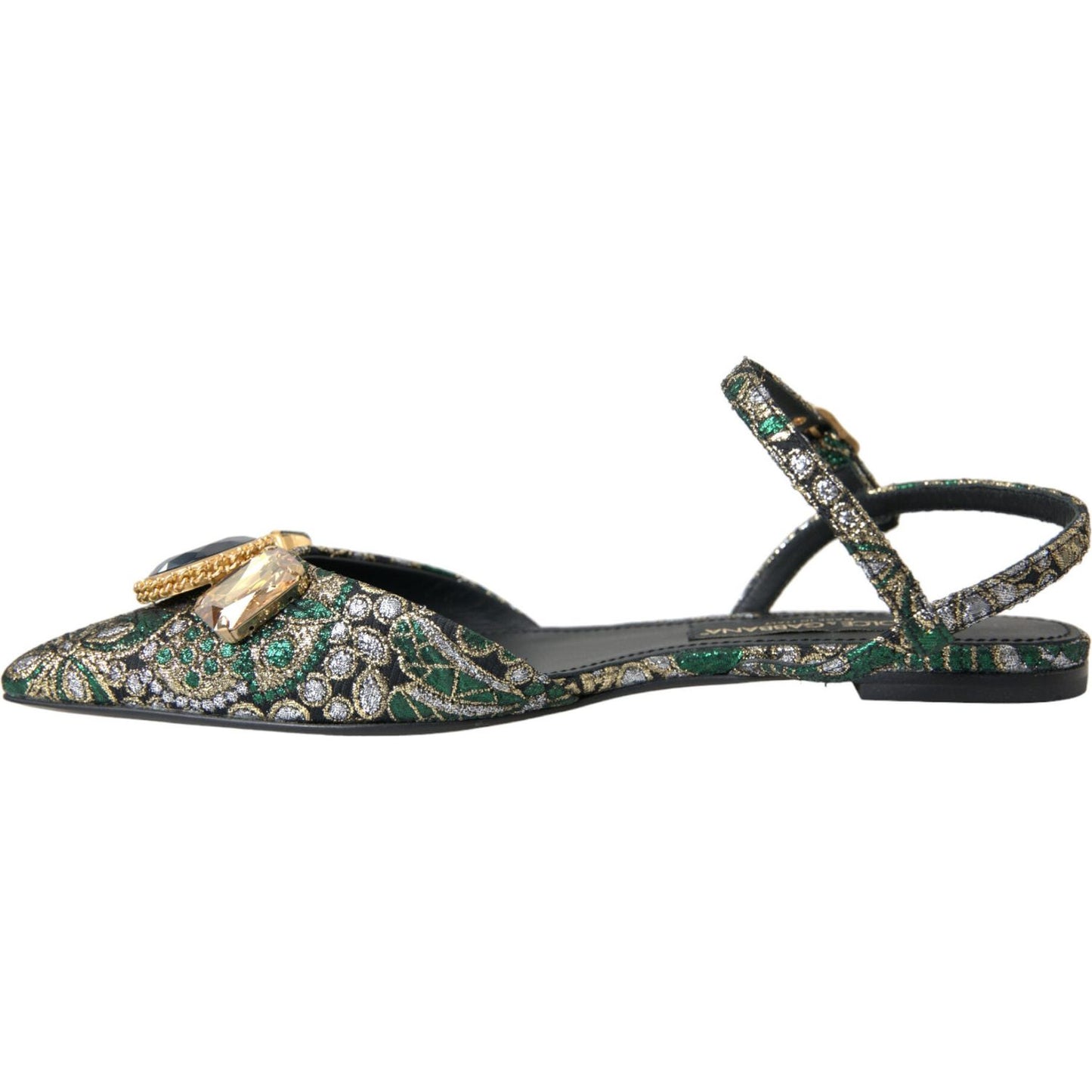 Dolce & Gabbana Multicolor Jacquard Crystal Slingback Sandals Shoes Dolce & Gabbana