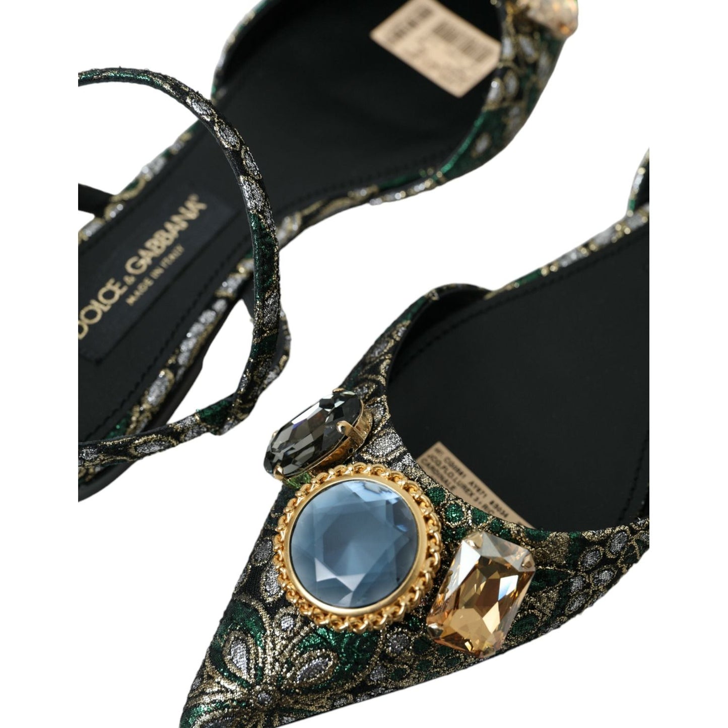 Dolce & Gabbana Multicolor Jacquard Crystal Slingback Sandals Shoes Dolce & Gabbana