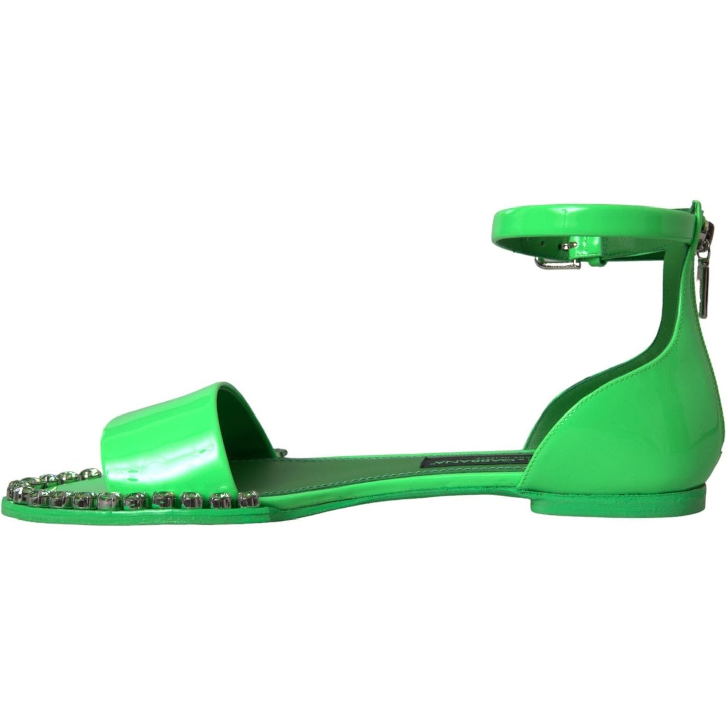 Dolce & Gabbana Neon Green Crystal Ankle Strap Sandals Shoes Dolce & Gabbana